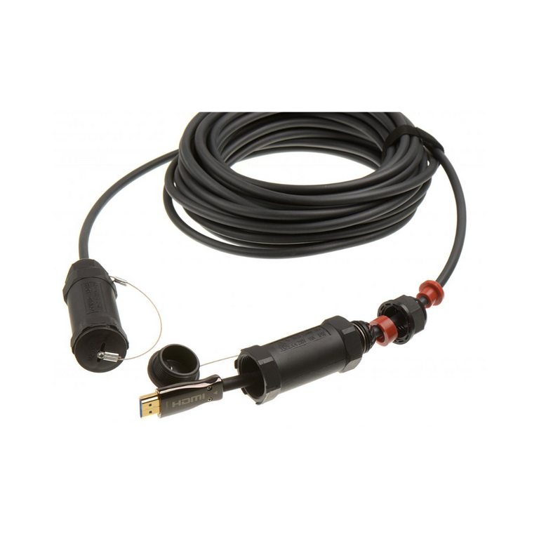 Cabo de fibra ótica HDMI v2. 1 especialmente concebido para utilização no exterior com uma resolução máxima de 8K a 60Hz.