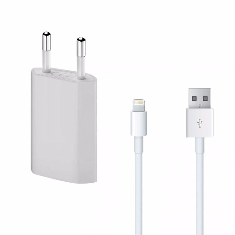 Carregador VERMELHO + Cabo Lightning Apple 1A (Embalagem de 2 unidades)