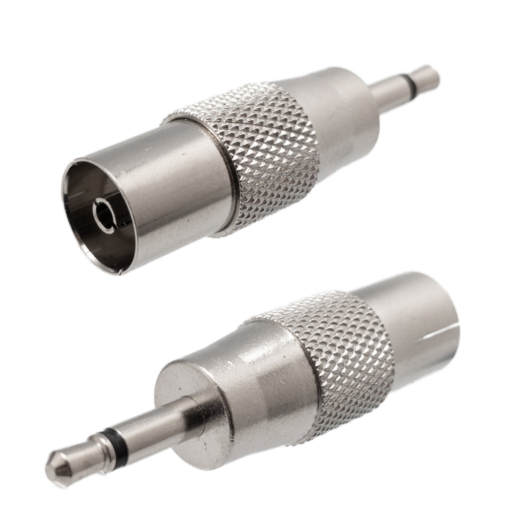 Adaptador de antena de TV em metal de 3,5 mm mono macho para PAL fêmea