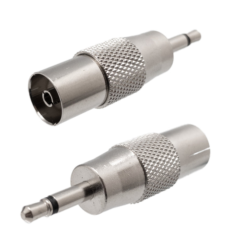 Adaptador de antena de TV em metal de 3,5 mm mono macho para PAL fêmea