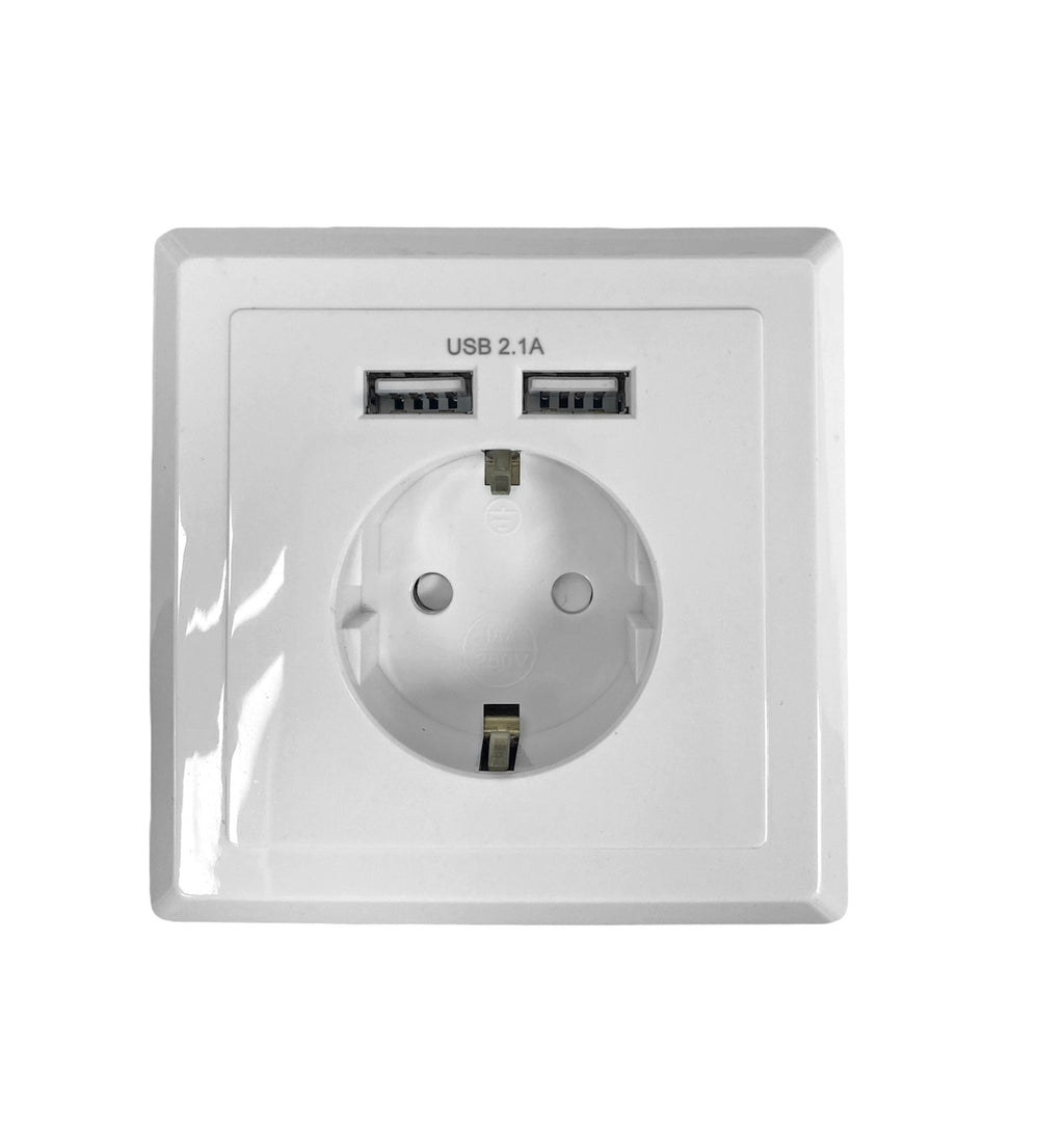 Tomada de parede + 2 acessórios de carregamento USB para iluminação
