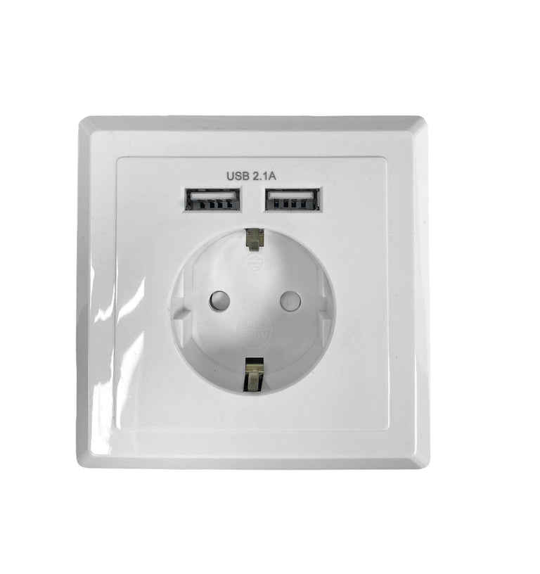 Tomada de parede + 2 acessórios de carregamento USB para iluminação