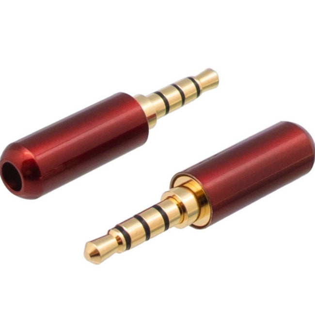 Conector Mini Jack 3.5mm Macho 4 Vías Para Soldar Rojo