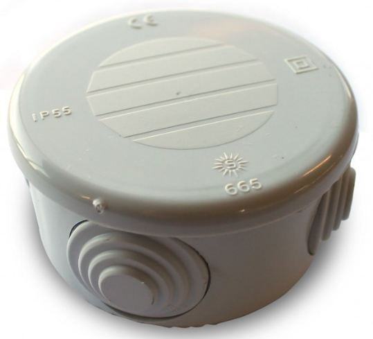 Round Waterproof Box 75x75x40mm with 3 Cones