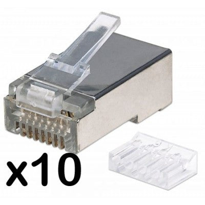 10 Conectores RJ45 para Cabos Cat6 FTP com Guia