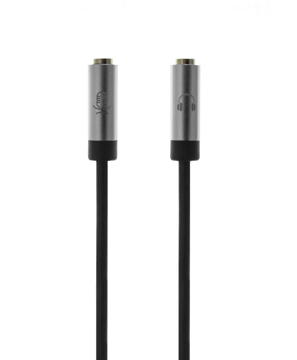 Cabo de microfone + áudio com conector macho de 4 pinos de 3,5 mm para 2 conectores fêmea de 3,5 mm 