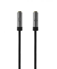 Cabo de microfone + áudio com conector macho de 4 pinos de 3,5 mm para 2 conectores fêmea de 3,5 mm 