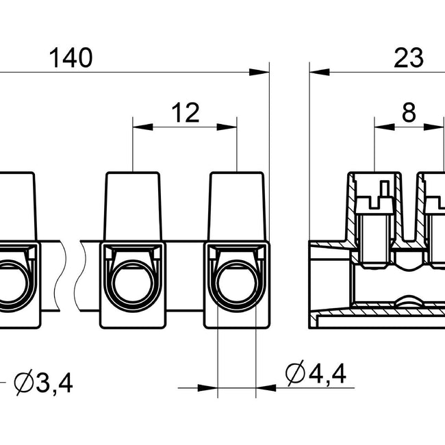 12 Pole Power Strip Standard Connection 1110