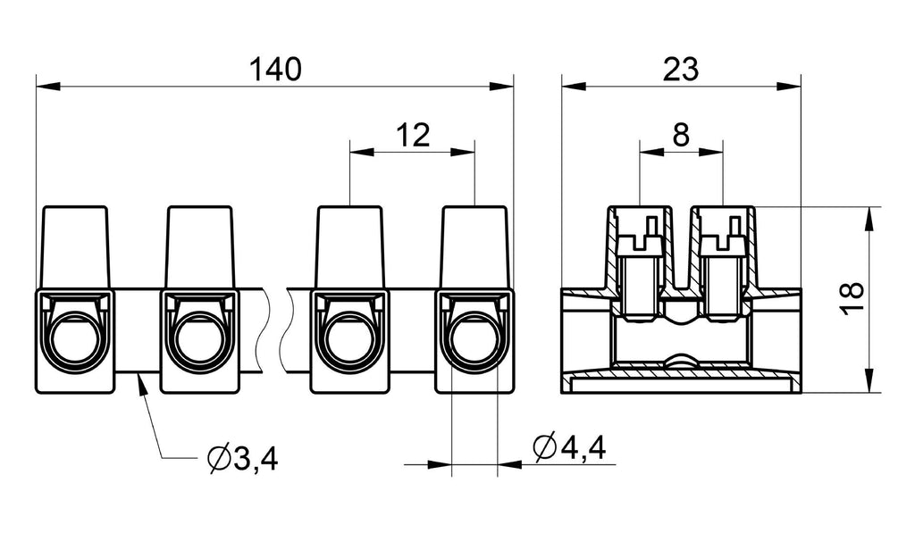 12 Pole Power Strip Standard Connection 1110