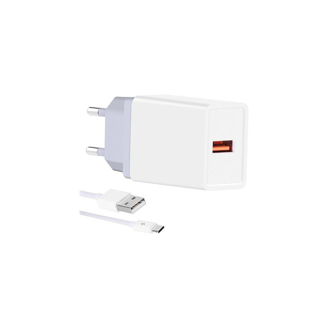 Argador de red 3.1A (1 x Usb-a + Cable Type-c 1m) - Blanco Cargador