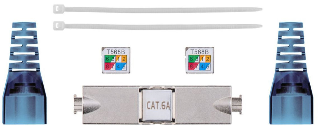 Conector de emenda de cabos Cat 6A STP com conectores RJ45 