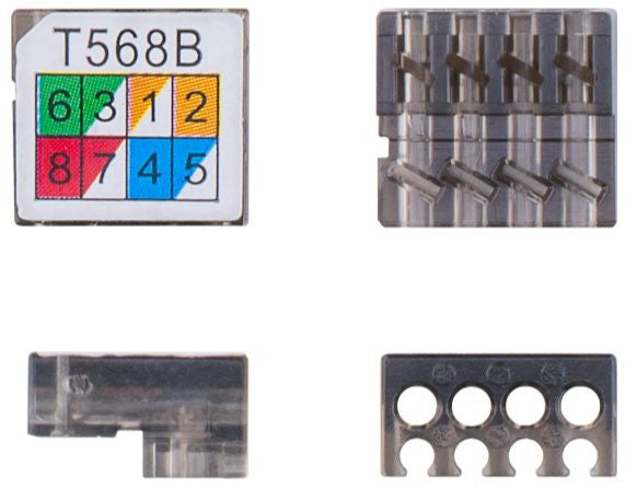 Conector de emenda de cabos Cat 6A STP com conectores RJ45 