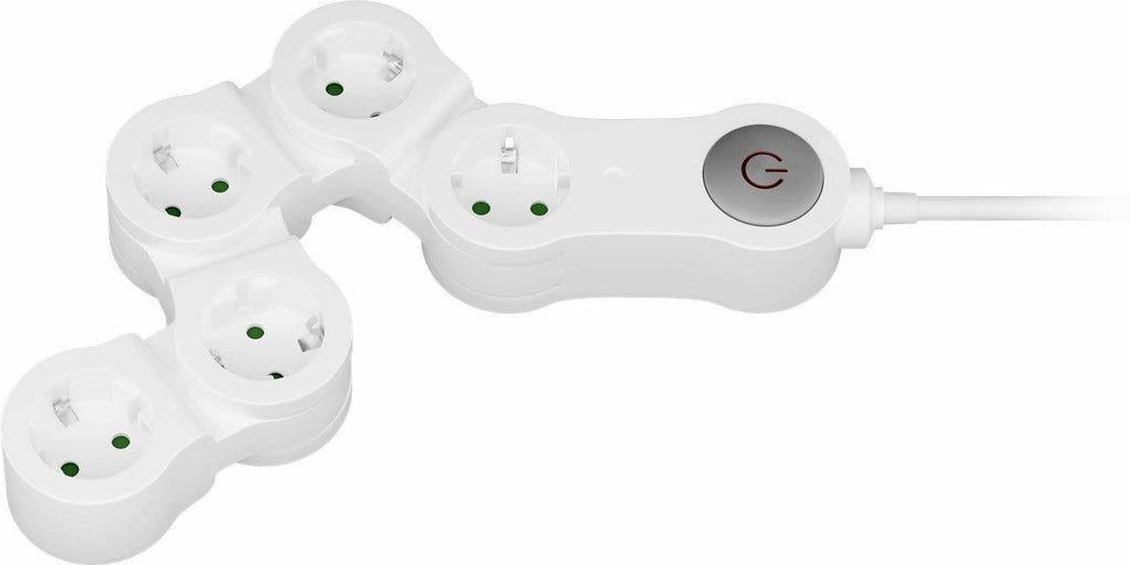 Régua de tomadas flexível de 5 vias com interruptor