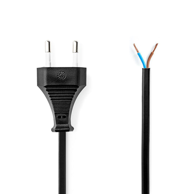 Power Cable European Plug - Open End 2.0 m Black