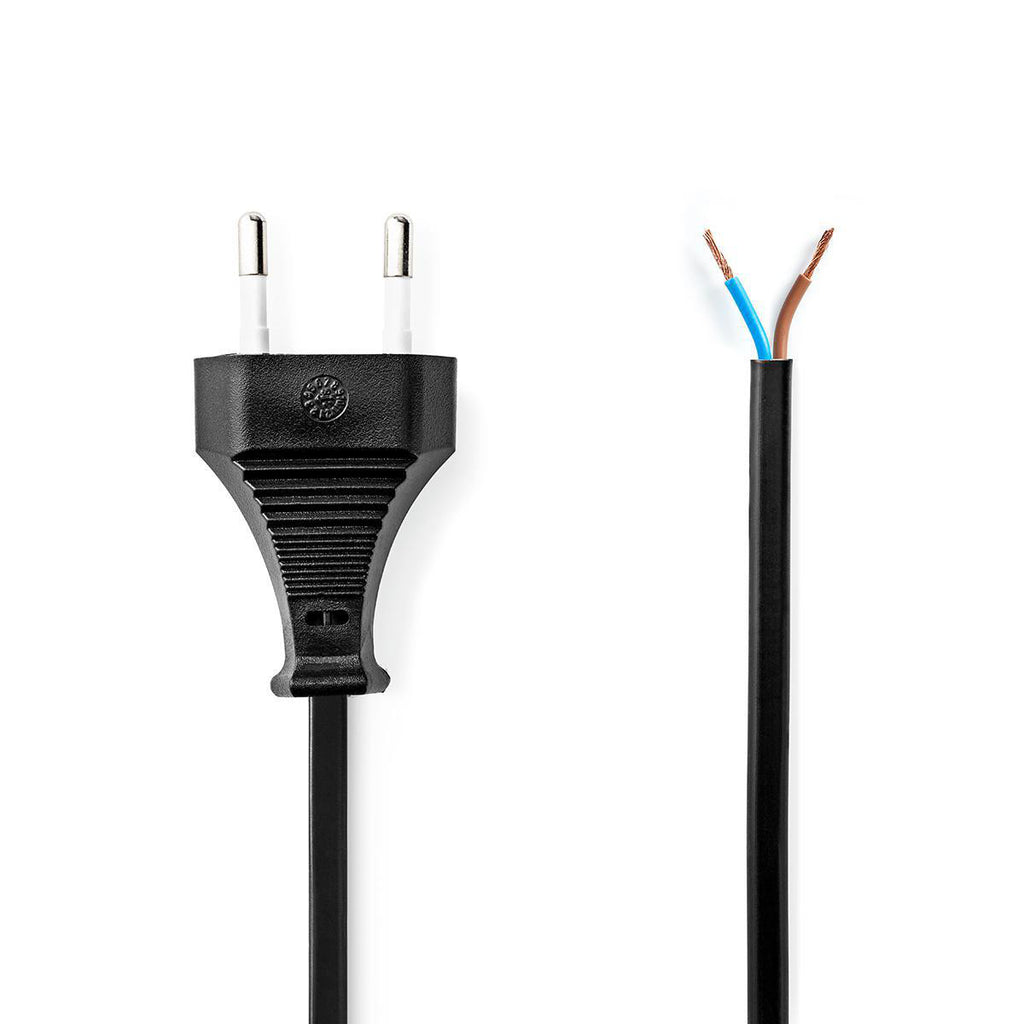 Power Cable European Plug - Open End 2.0 m Black