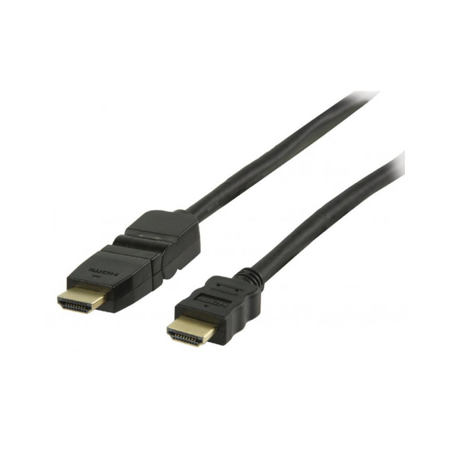 Cabo HDMI preto com conector giratório - Disponível em vários comprimentos 