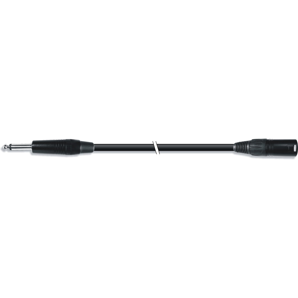 Cabo de áudio para microfone com conector XLR macho de 3 pinos e conector de 6,3 mm