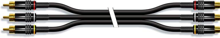 Stereo Audio and Video Cable with 3 x RCA Male Connectors on One Metal Female End 10 m