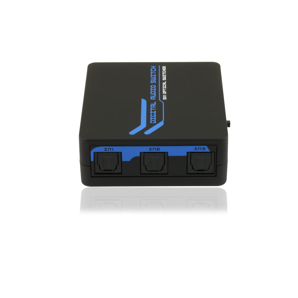 Multiplicador de áudio digital Tosklink com 1 entrada e 3 saídas.