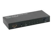 Comutador HDMI 4x1. Full HD 1080p. 3D com áudio estéreo e saída coaxial digital.
