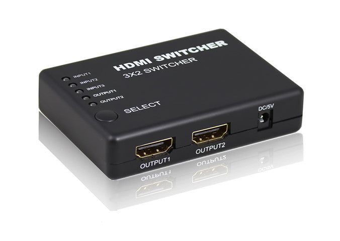 3 x 2 HDMI Splitter Switch Signal Switchers 