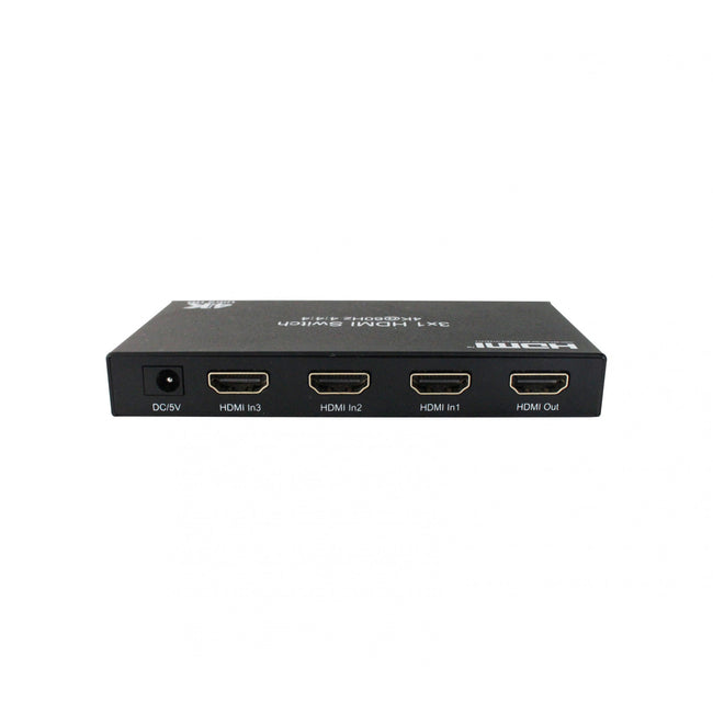 Comutador HDMI 3 x 1 4K@60Hz Yuv4:4:4 18Gbps com suporte para CEC e HDR.