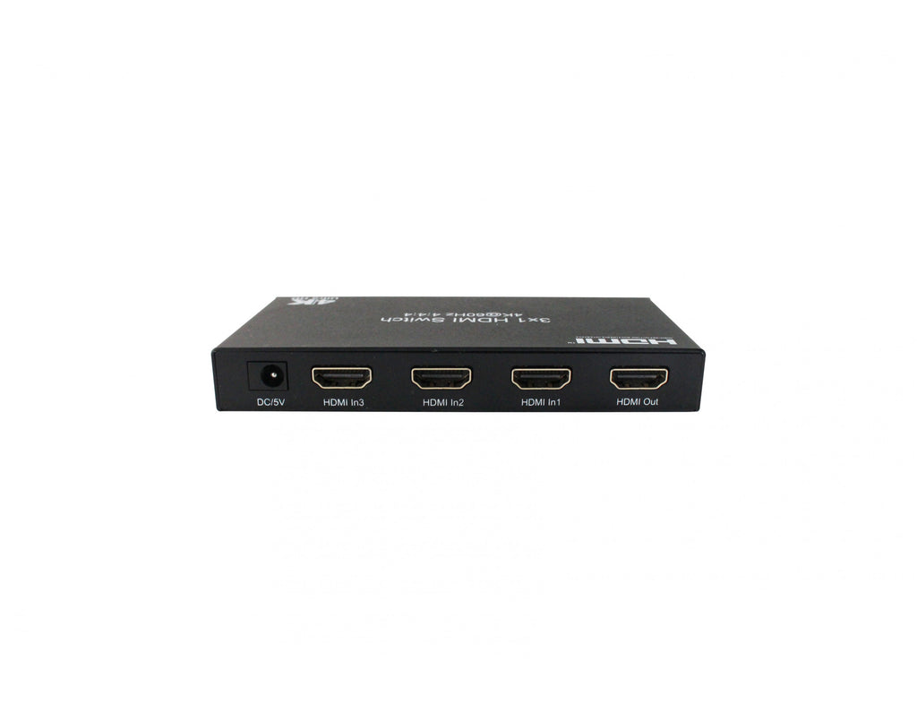 Comutador HDMI 3 x 1 4K@60Hz Yuv4:4:4 18Gbps com suporte para CEC e HDR.