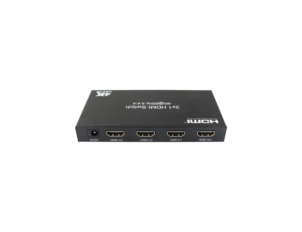 Comutador HDMI 3 x 1 4K@60Hz Yuv4:4:4 18Gbps com suporte para CEC e HDR.