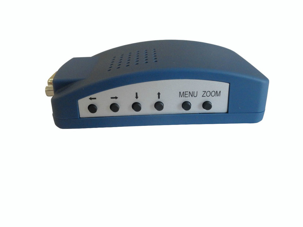 Composite Video Converter, E/RCA to VGA. Supports Displays with R/A 16x9, 16x10 and 4x3 Adapter