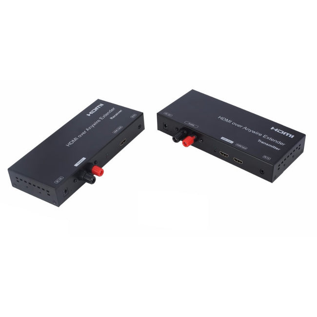 Kit extensor HDMI com cabo de 2 polos, alcance até 3800 m e resolução 1080p.