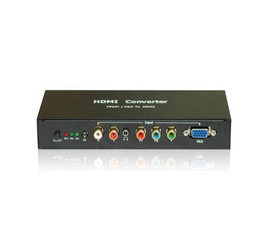 Adaptador conversor e escalador VGA, vídeo componente (YPbPr) RCA L/R para HDMI 720p, 1080i HD Ready