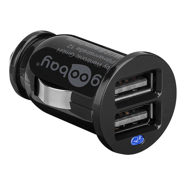 Carregador de isqueiro com 2 portas USB, preto. 