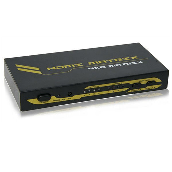 Matriz HDMI 4x2 e saída de áudio (estéreo, coaxial Toslink)