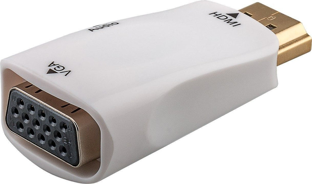 Mini conversor HDMI para VGA com áudio, branco