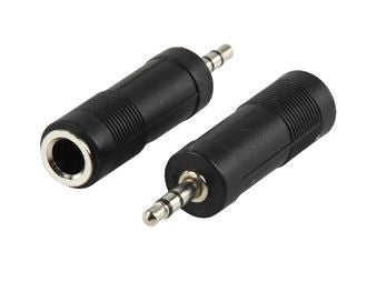 Adaptador de áudio estéreo mini jack macho de 3,5 mm para fêmea de 6,35 mm