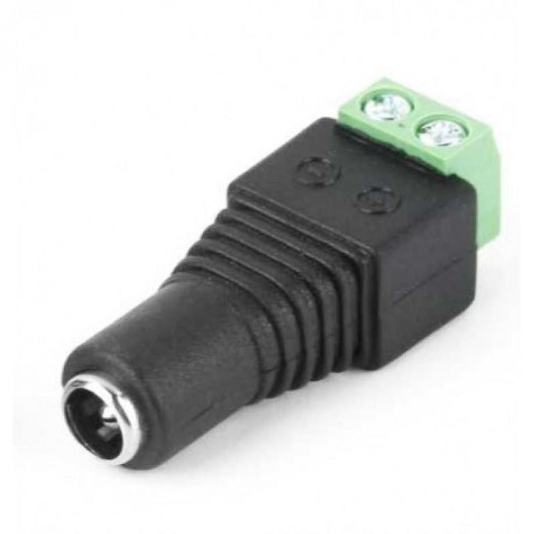 Conector fêmea de par entrançado 2,1 x 5,5 mm para CCTV. Conectores