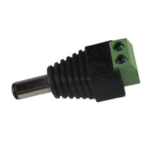 Conector macho de par entrançado 2,1 x 5,5 mm para CCTV. Conectores