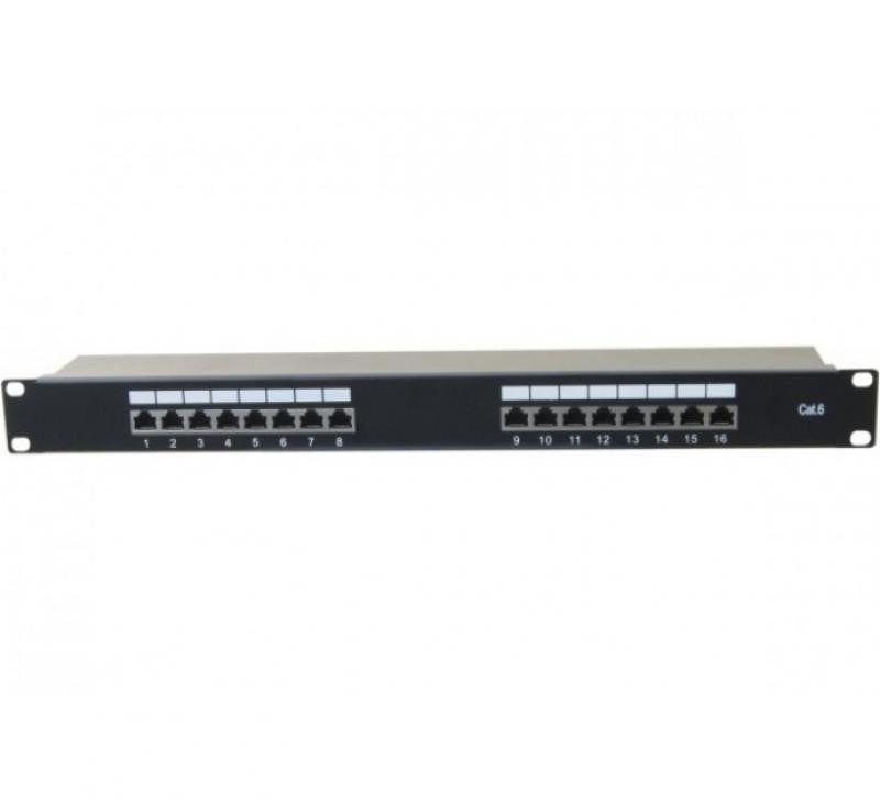 Painel de ligação para montagem em bastidor de 19" com 16 tomadas STP Cat 6 