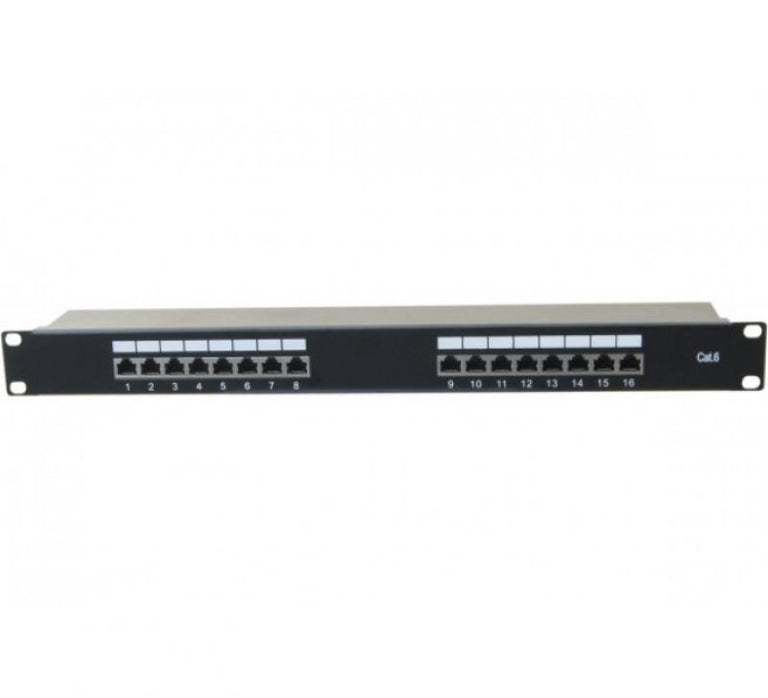 Painel de ligação para montagem em bastidor de 19" com 16 tomadas STP Cat 6 