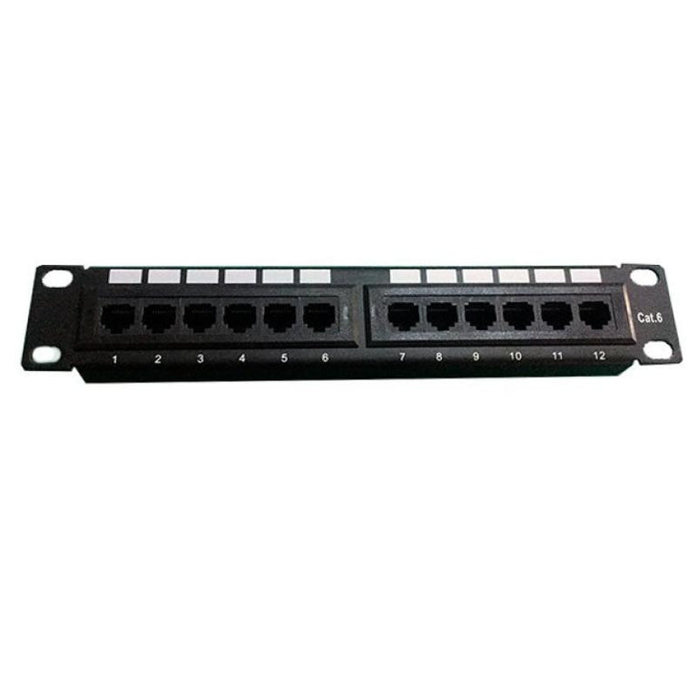 10" Rack Mount Patch Panel with 12 Cat 6 UTP Outlets