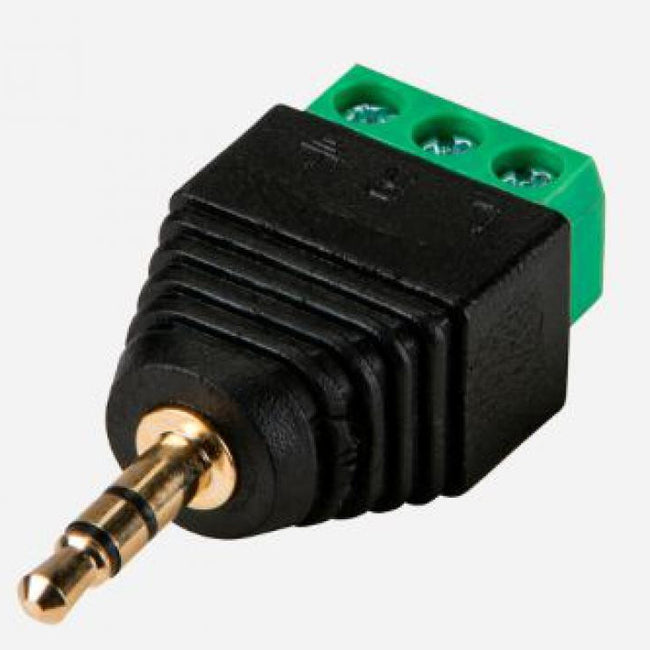 3.5 mm Stereo Jack Connector with 2 Terminal +/- Output Connectors