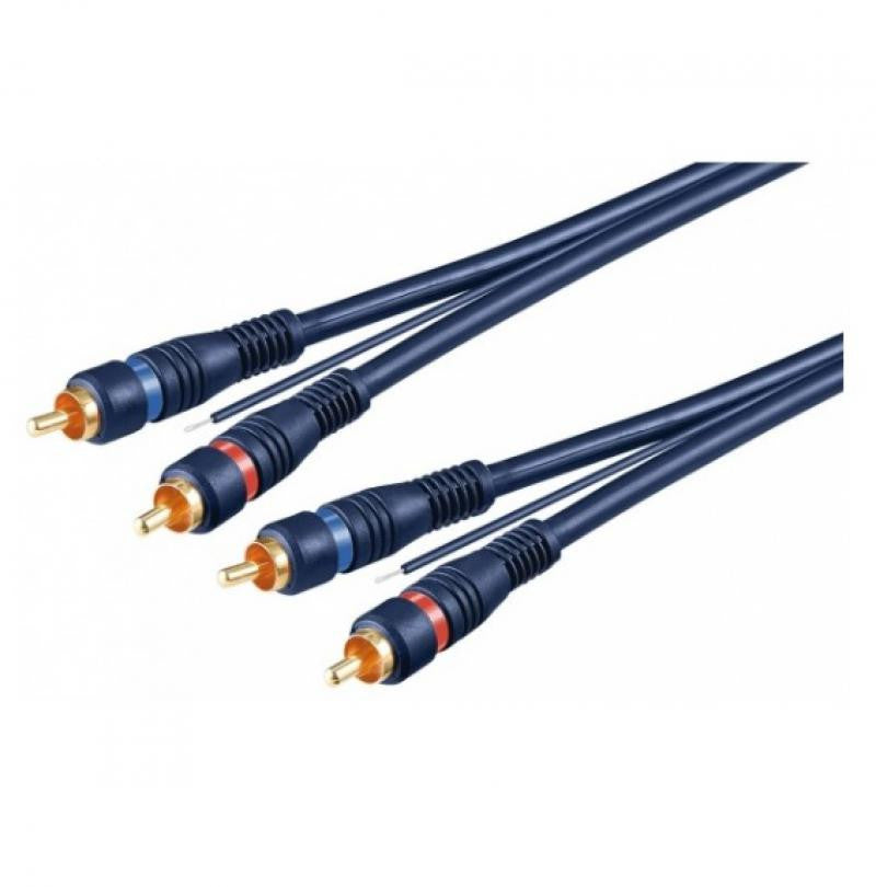 Cable 2 x RCA Male to with Additional Ground 5.0m