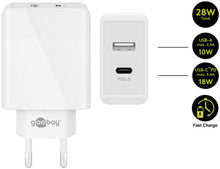 Carregador rápido USB-C duplo - PD (Power Delivery) (28 W) Branco