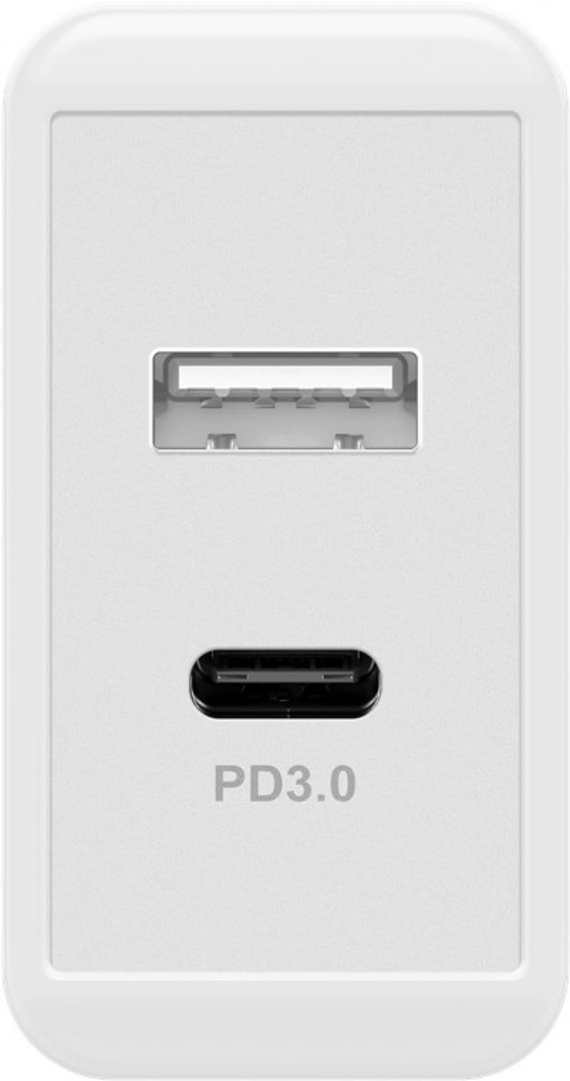 Carregador rápido USB-C duplo - PD (Power Delivery) (28 W) Branco
