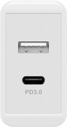 Carregador rápido USB-C duplo - PD (Power Delivery) (28 W) Branco