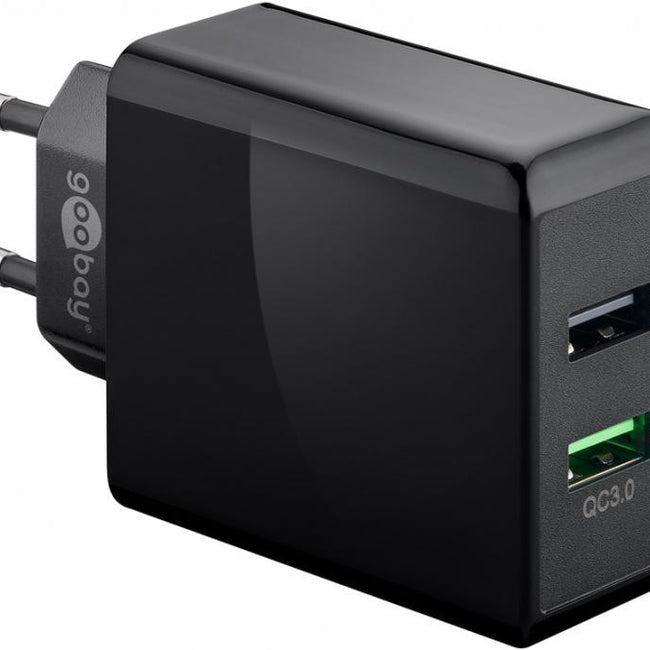 Cargador Rápido de Doble USB / QC3.0 (28W) Negro