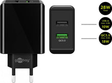 Carregador rápido USB duplo / QC3.0 (28 W) Preto