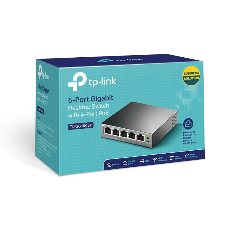Switch Gigabit PoE TP-Link TL-SG1005P de 5 Puertos con 4 PoE