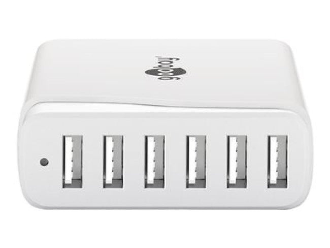 Carregador inteligente multiportas com 6 portas USB de 48 W, branco