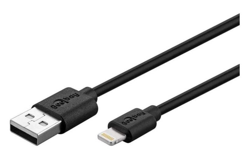 Carregador com cabo Lightning preto de 1 m